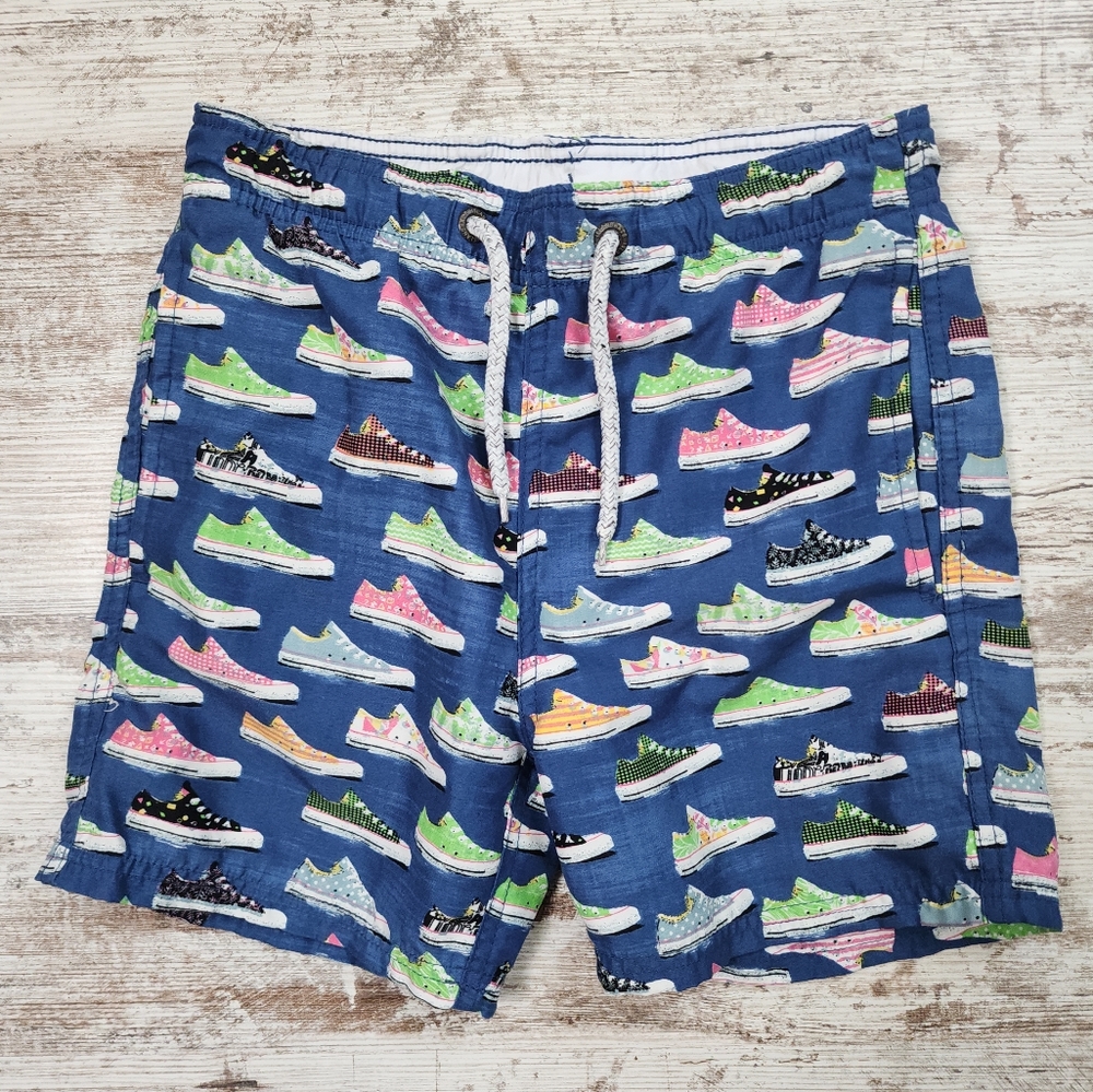 Boys Island Haze Swim Trunks Size 12 Tennis Shoe Print Multi Color